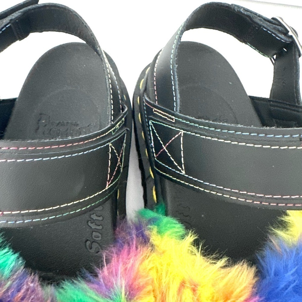 NWOB Dr. Marten Voss II Fluffy rainbow Pride faux fur sandals 7/38 - Picture 8 of 16